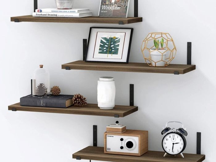 Floating Shelves Set of 4, Rustic Wooden Shelves for Wall 40cm Length