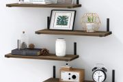 Floating Shelves Set of 4, Rustic Wooden Shelves for Wall 40cm Length