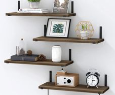 Floating Shelves Set of 4, Rustic Wooden Shelves for Wall 40cm Length