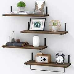 Floating Shelves Set of 4, Rustic Wooden Shelves for Wall 40cm Length