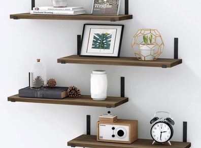 Floating Shelves Set of 4, Rustic Wooden Shelves for Wall 40cm Length