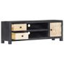 Hand Carved TV Cabinet Grey 120x30x40 cm Solid Mango Wood Image 8