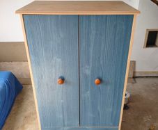 Small Blue Wooden Wardrobe with Drawers