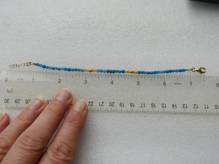 925 Sterling Silver Beaded bracelet with blue and orange stones