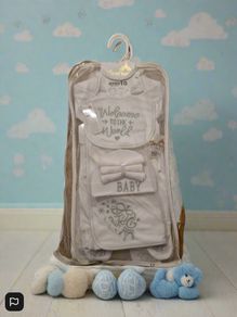 Welcome to the World, Little Prince 10-Piece Baby Gift Set (Silver  Lettering, 100% Cotton)