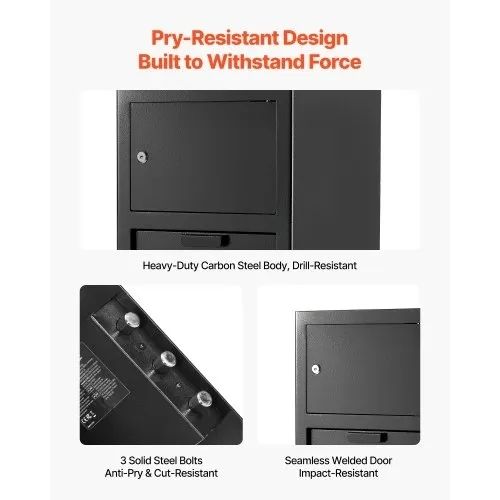 3.6 Cubic Feet Drop Safe, Large Capacity Front Drop Slot Safe Box with Digital Keypad, Heavy Duty 3 Tiers Cash Depository Box with Spare Keys for Cash