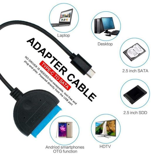 USB 3.1 (Type-C & Type-A) to SATA 3.0 (5Gbps) Converter Adapter Cable for 2.5" SATA HDD/SSD (Brand New/Warranty)
