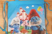 New - A Super Cute Smurfs Drawstring Bag - 2 Pockets, Shoulder Straps &amp; Handles