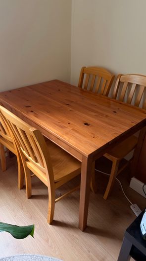 Solid Pine Dining Table and 4 Chairs