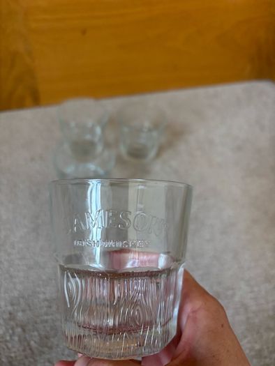 4 Jameson Irish Whiskey embossed short rock glasses