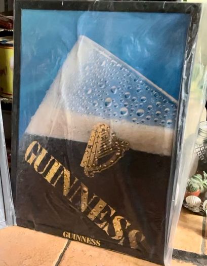 Two x Original Guinness 'GENIUS' Advert Reversible Branded Framed Original Vintage Double Sided Postes From The 1980's