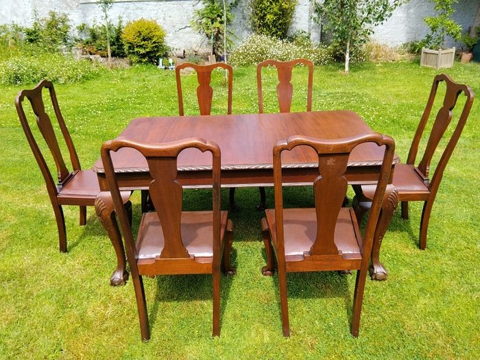 Mid century Solid Mahogany Dining Table and Chairs.