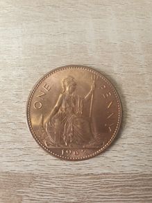 Great Britain UK 1967 One Penny Elizabeth II Coin - free standard postage