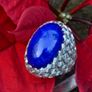 Vintage 1970s Large Lapis Lazuli 18ct White Gold Ring Image 4