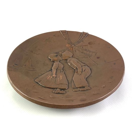 Antique Dutch Bronzed Copper Trinket Dish