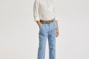 Structural fabric chino trousers with belt size 140 cm