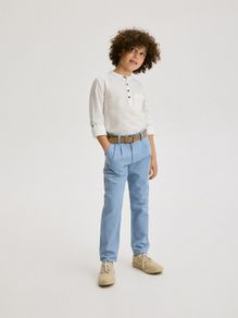 Structural fabric chino trousers with belt size 140 cm