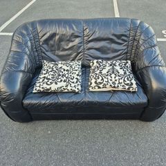 Black 2 Seater Leather Sofa