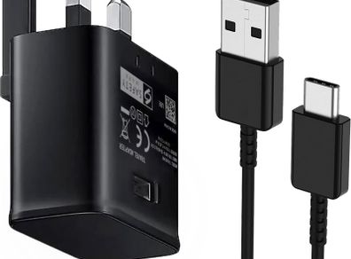 15W USB Fast Adapter Charger Plug for Samsung, BabbleCom USB Mains Wall Charger with Type C Cable 2M for Samsung Galaxy S22/S20/Note10/Note10+/Note9/Note8/S10/S9/S9 Plus/S8/S8 Plus/S7/A71/A53/A52/A13