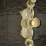 Antique Late 19th early 20th century three light candelabra, with scalloped candle nozzles, scrolling foliate branches and an oval base with chased decoration Image 2