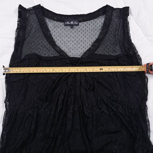 Miss June Black Floral Lace & Sheer Polka Dot Mesh Tiered Sleeveless Midi Dress 12UK/40EU