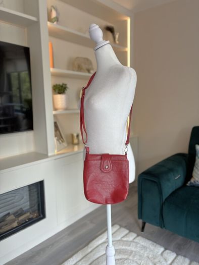 Ladies Red Buckle Style Crossbody Bag