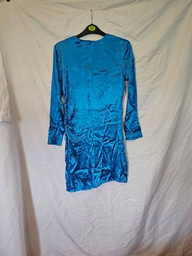Mango Blue Satin Mini Dress