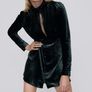 ZARA VELVET PRINTED Short dress with a high neck Image 4