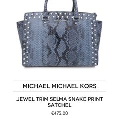 Michael Kors Blue Snake Print Satchel