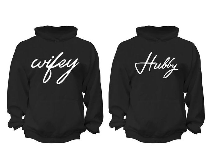 Wifey Hubby Couples Matching soft Black Unisex Hoodies great wedding gift present idea