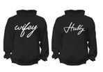 Wifey Hubby Couples Matching soft Black Unisex Hoodies great wedding gift present idea