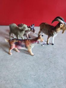 3 GOAT MINIATURE plus one deer Farm Animals Figurine