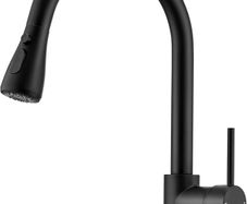 Black Kitchen Tap with Pull Out Spray, Kitchen Sink Mixer Tap with 3 Mode Spray Head, Single Handle Modern Mono Mixers Bar Taps Faucet with High Arc 360 Swivel Spout