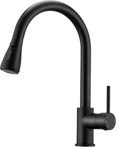 Black Kitchen Tap with Pull Out Spray, Kitchen Sink Mixer Tap with 3 Mode Spray Head, Single Handle Modern Mono Mixers Bar Taps Faucet with High Arc 360 Swivel Spout