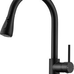 Black Kitchen Tap with Pull Out Spray, Kitchen Sink Mixer Tap with 3 Mode Spray Head, Single Handle Modern Mono Mixers Bar Taps Faucet with High Arc 360 Swivel Spout