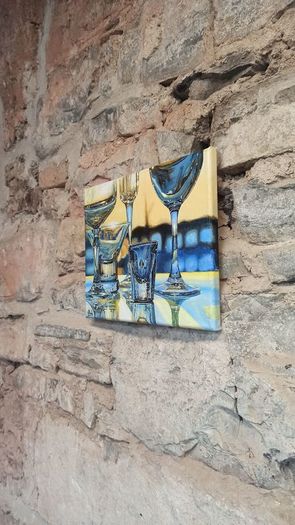 Hand-painted glass cups painting 'Memories'