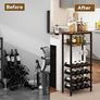 Wine Racks Freestanding Floor,Liquor Bottle Holder,16 Bottles Wine Cabinet with Glass Holder,Wine Holder Display,Mini Wine Bar Table for Living Room,Kitchen Pantry,Dining Room,Brown Image 5