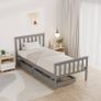 Single Bed Frame with Storage Drawers, Sturdy Bed Base for Kids Adults, With Footboard, Wood Bed Frame Without Mattress Grey Image 5
