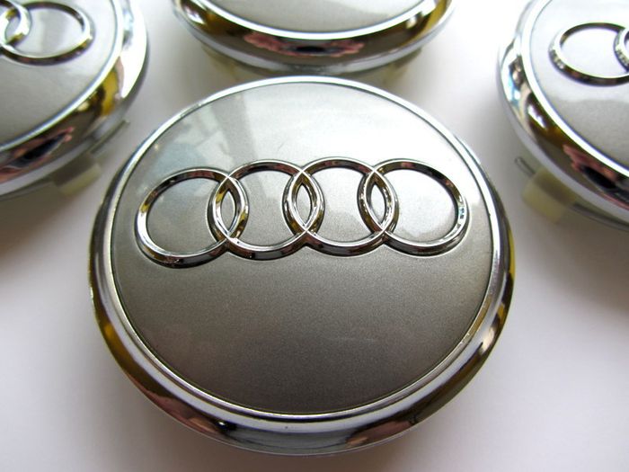 4x Audi 77mm 3D Silver Chrome  alloy wheel centre caps cap Hub Cover 77