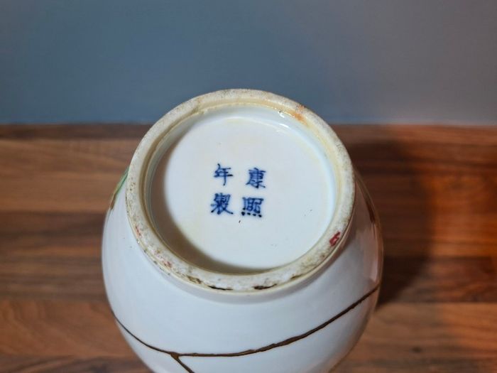 Late 19th Century famille verte mei ping vase phoenix Pattern, Hand Painted