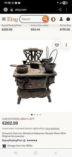 Vintage Miniature Cast Iron Stove