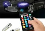 2PCS T10 W5W 5050 6SMD RGB LED Light Car Wedge Bulbs With Remote Control 12V