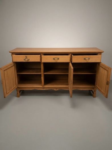 Danish Brutalist Oak Sideboard, 1960s Architectural Design
