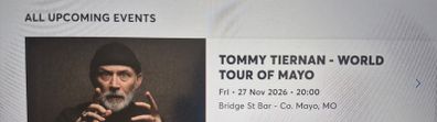 Tommy Tiernan Tickets - World Tour of Mayo