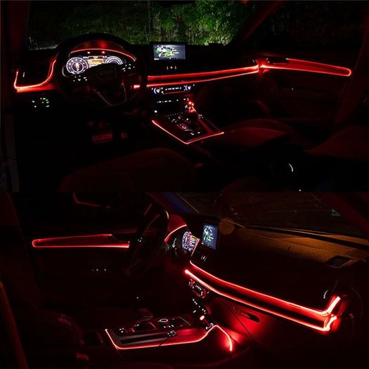 App Smart Phone Control Multi-color RGB LED Car Interior Dash Board Door DIY Atmosphere Lights with 6M Neon Strip Lights