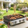 Gas Grill 7.5 kW Portable Table Grill with 3 Burners Ceramic Coating Grill Plate Warming Rack Image 6