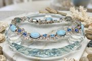 Bracelet Larimar &amp; Neon Apatite Cluster Bracelet