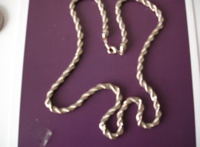 Thick Silver Tone Metal Twisted Rope Necklace 1970's