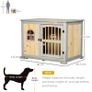 Wooden Dog Crate, Furniture Style Dog Kennel End Table w/ Lockable Door, Window, Grey and Natural Image 2