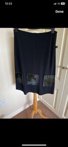 EUR15 clearout Designer Uli Schneider size 14 black viscose mix skirt with panels